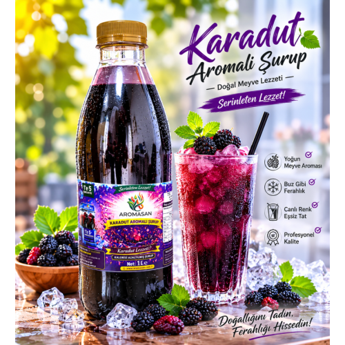 Karadut Aromalı Buzlaş Şurubu 1 Litre – 1’e 5 Konsantre ürün görseli